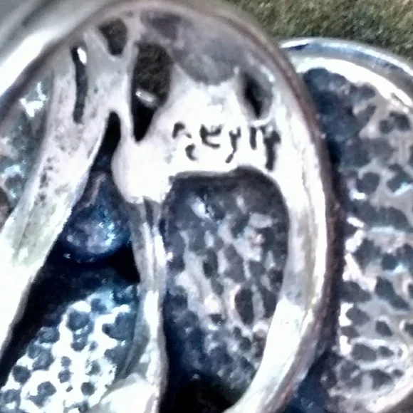 Vintage Sterling Silver Kyanite & Pearl Modern Abstract Ring- 7 - Picture 5 of 5